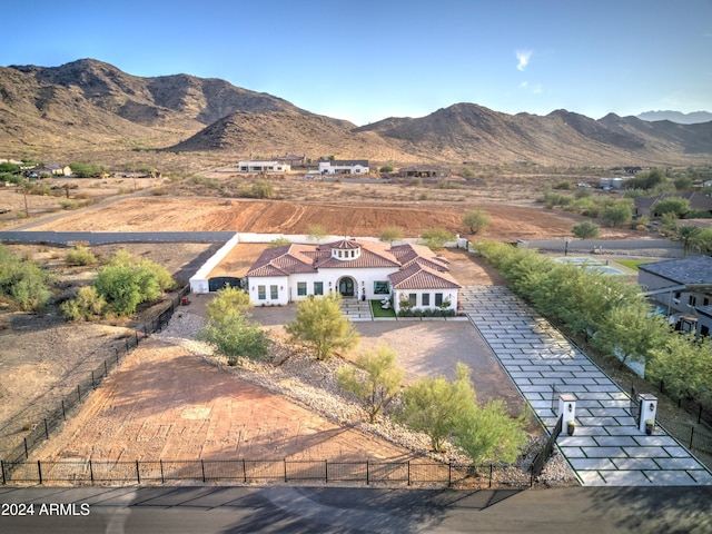 aerial view with a mountain view