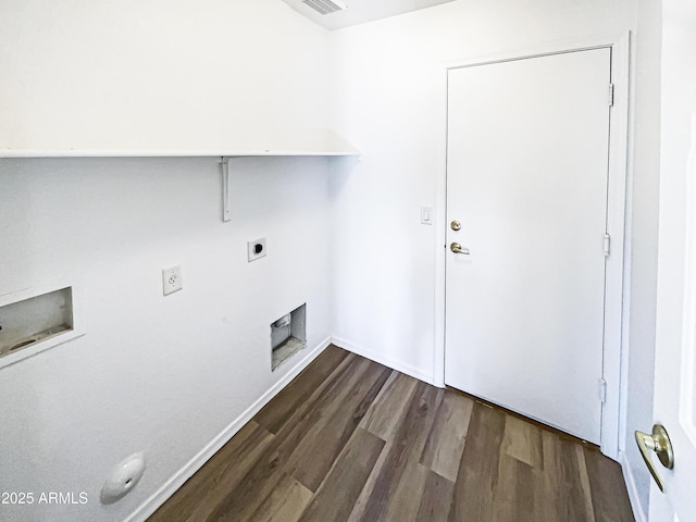 clothes washing area featuring washer hookup, dark hardwood / wood-style floors, and electric dryer hookup