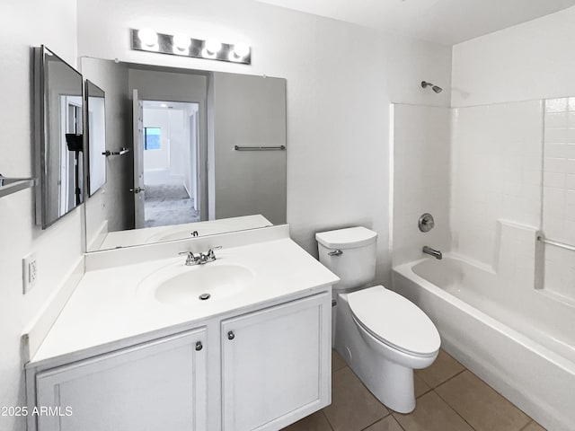 full bathroom with tile patterned floors, vanity, shower / bathing tub combination, and toilet