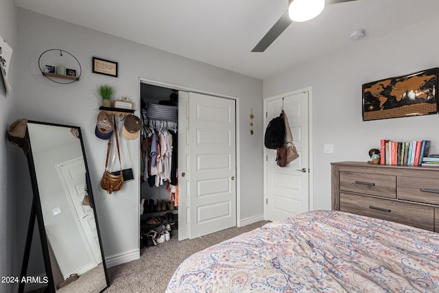 5702 S Beck Ave, Tempe, AZ 85283 - bedroom with carpet floors, baseboards, ceiling fan, and a closet