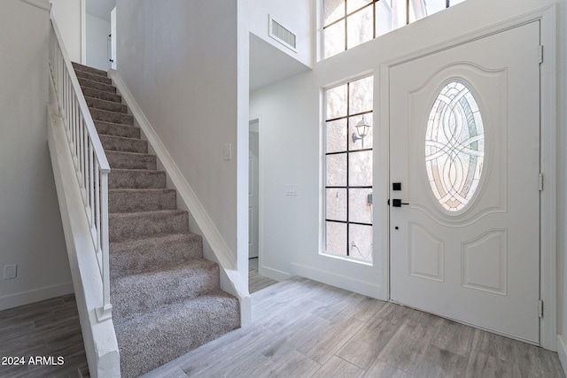 foyer featuring light hardwood / wood-style floors