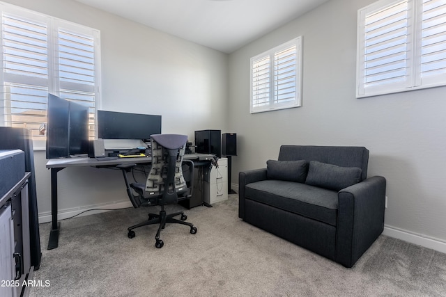 office with light carpet