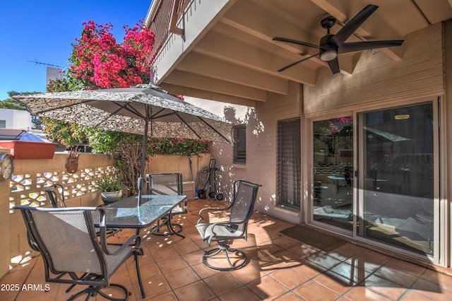 view of patio / terrace featuring ceiling fan