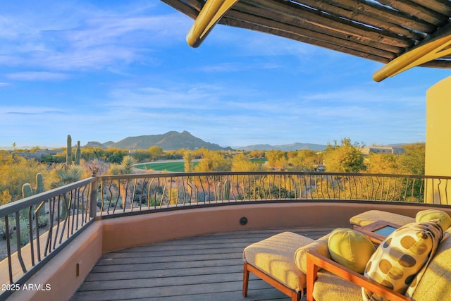 deck featuring a mountain view