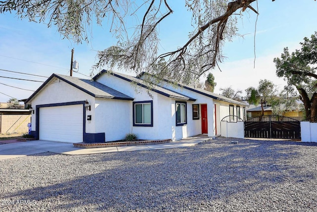 single story home with a garage