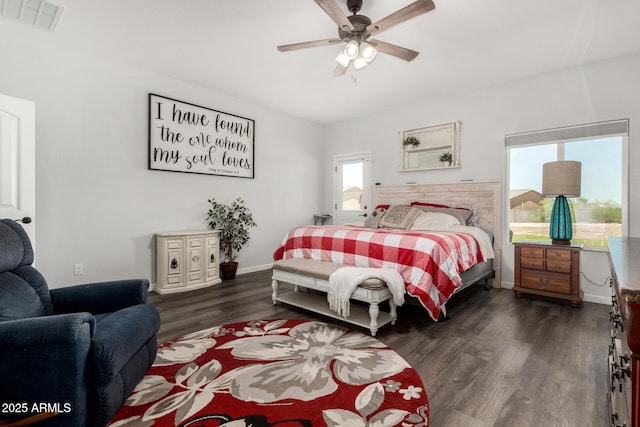 5321 N 196th Ave, Litchfield Park, AZ 85340 - bedroom featuring dark wood finished floors, ceiling fan, and baseboards