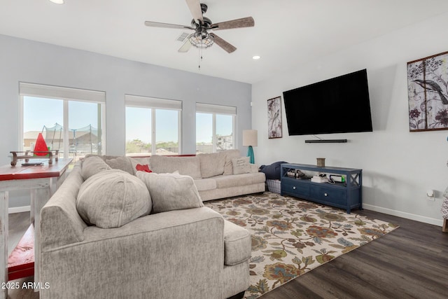 5321 N 196th Ave, Litchfield Park, AZ 85340 - living area with ceiling fan, wood finished floors, recessed lighting, and baseboards