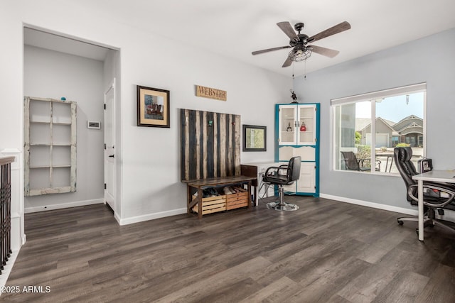 5321 N 196th Ave, Litchfield Park, AZ 85340 - office space featuring ceiling fan, wood finished floors, and baseboards