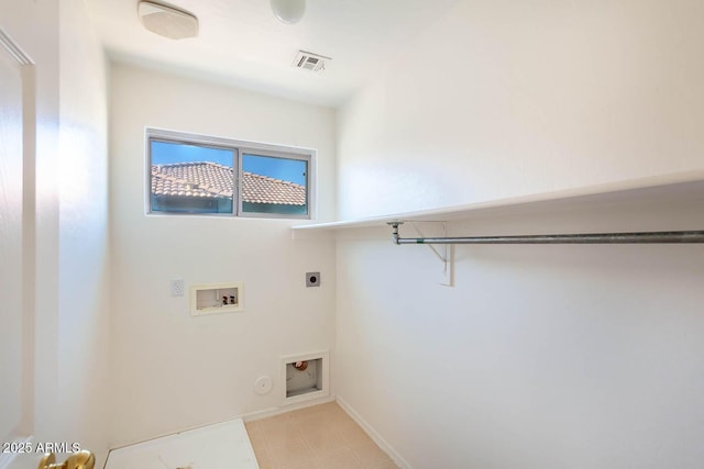 laundry room with gas dryer hookup, electric dryer hookup, and washer hookup