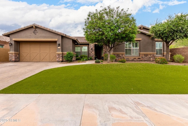 12834 W Forest Pleasant Pl, Peoria, AZ 85383 - view of front of home with stone siding, stucco siding, and driveway