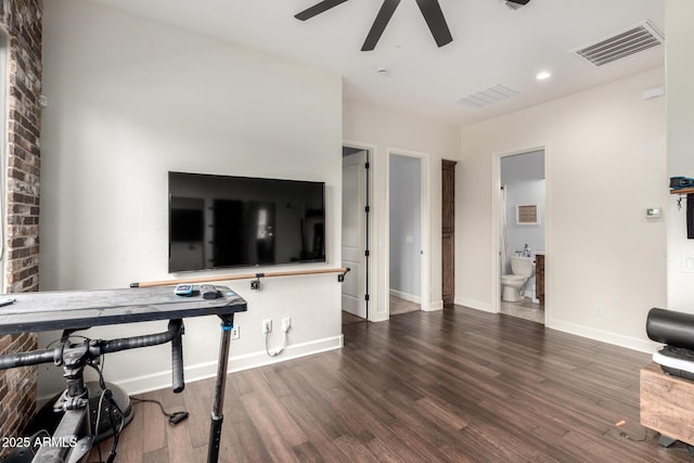 12834 W Forest Pleasant Pl, Peoria, AZ 85383 - living room with ceiling fan, wood finished floors, and baseboards