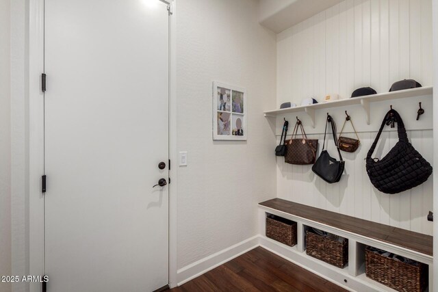 12834 W Forest Pleasant Pl, Peoria, AZ 85383 - mudroom with baseboards and dark wood-type flooring