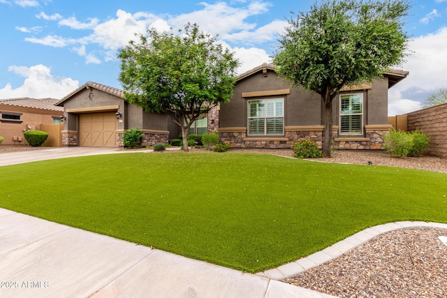 12834 W Forest Pleasant Pl, Peoria, AZ 85383 - view of front of property featuring stone siding, stucco siding, driveway, and an attached garage
