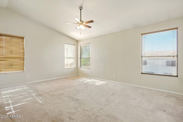 2880 E Nunneley Rd, Gilbert, AZ 85296 - carpeted spare room featuring a ceiling fan, vaulted ceiling, and baseboards