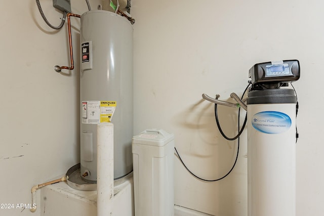 utility room featuring water heater