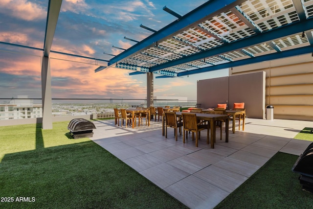 4808 N 24th St Unit 923, Phoenix, AZ 85016 - view of patio featuring outdoor dining area, a pergola, and a water view