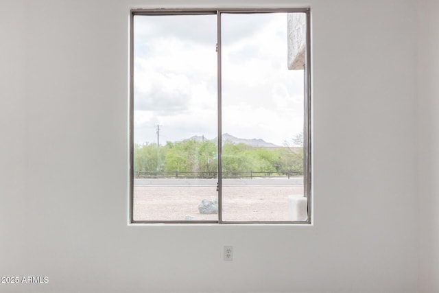 empty room with a mountain view