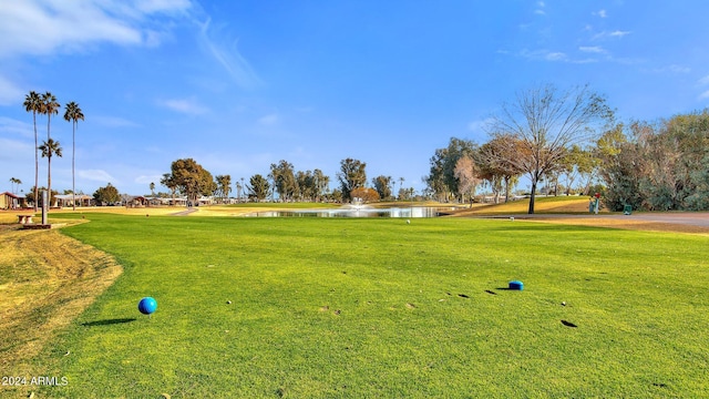 view of property's community featuring a lawn