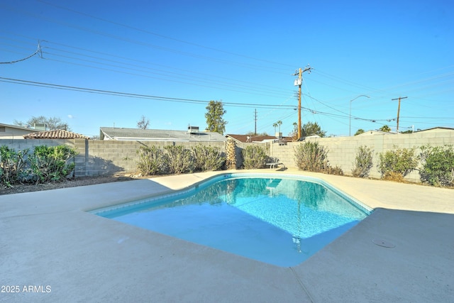 view of swimming pool with a patio area, a fenced backyard, and a fenced in pool