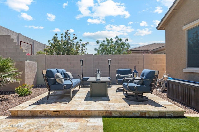 view of patio featuring an outdoor living space