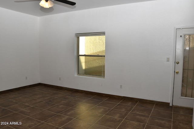 unfurnished room with ceiling fan