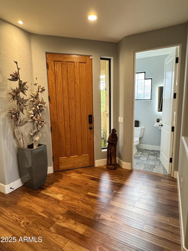 foyer entrance with dark wood-type flooring