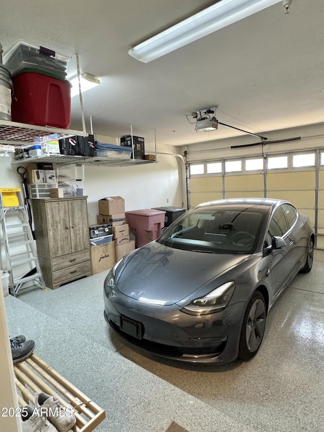 garage with a garage door opener