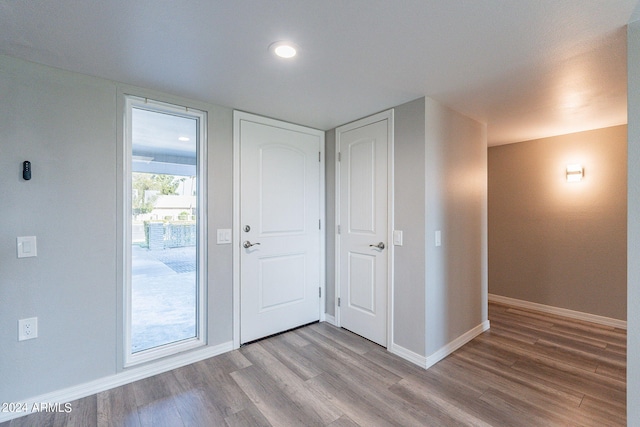 interior space with light hardwood / wood-style floors