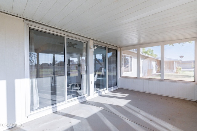 view of unfurnished sunroom