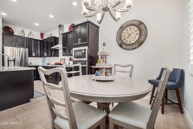 dining room featuring an inviting chandelier