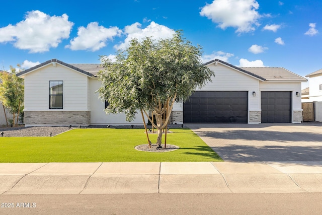 1294 E Ln Fortuna Ct, San Tan Valley, AZ 85140 - view of front of property with a tiled roof, a garage, a front yard, and driveway