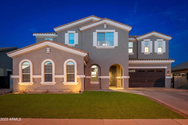 6621 S Balboa Dr, Gilbert, AZ 85298 - view of front of property featuring a tiled roof, driveway, a garage, and stucco siding