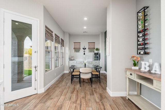 6621 S Balboa Dr, Gilbert, AZ 85298 - dining space featuring light wood-style floors, recessed lighting, and baseboards