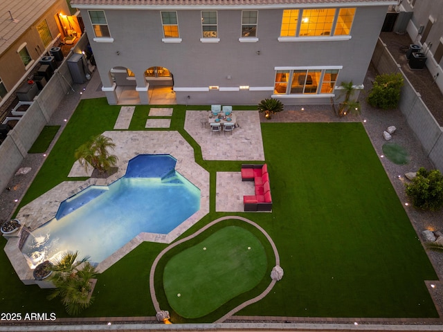 6621 S Balboa Dr, Gilbert, AZ 85298 - view of swimming pool with a putting area and a patio