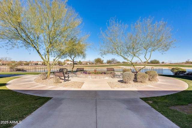 view of patio / terrace featuring a water view