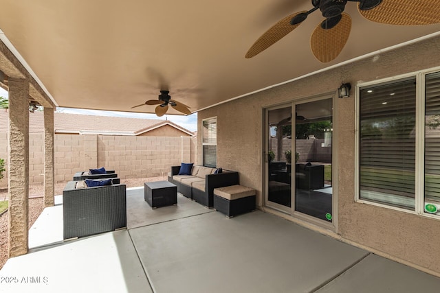 1114 N Leland Ct, Gilbert, AZ 85233 - view of patio / terrace with a ceiling fan and an outdoor living space