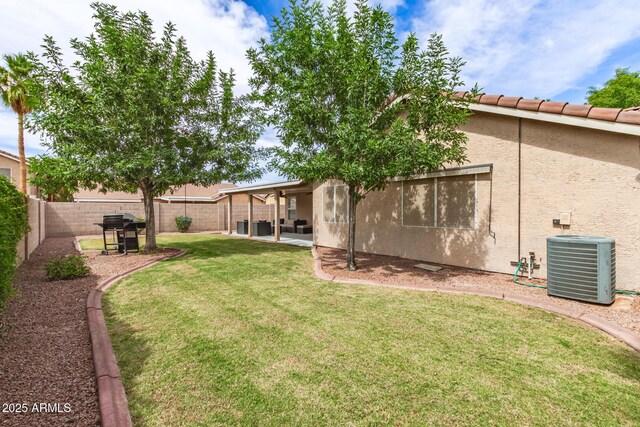 1114 N Leland Ct, Gilbert, AZ 85233 - view of yard featuring central AC unit and a patio area