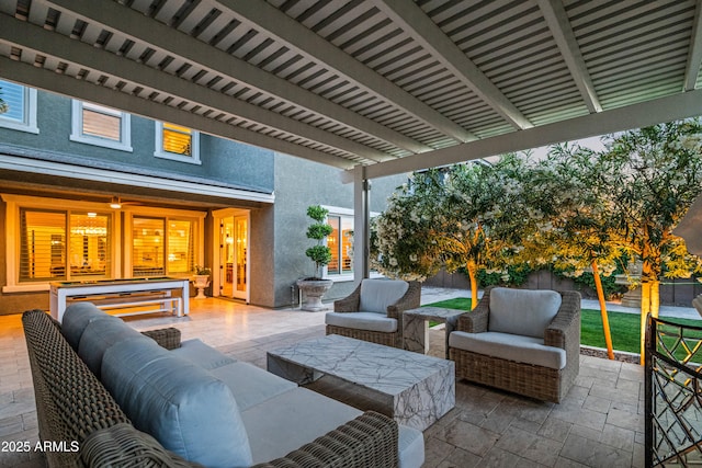 view of patio featuring an outdoor hangout area