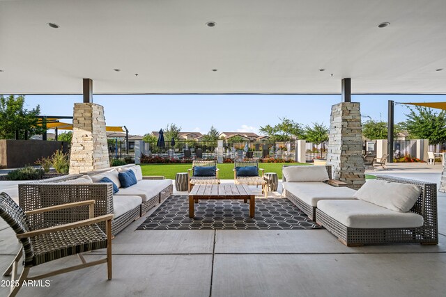view of patio / terrace featuring an outdoor living space