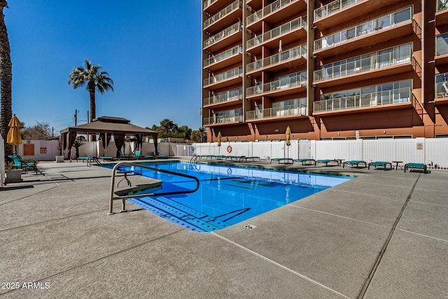 view of pool with a gazebo