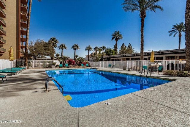 view of swimming pool with a patio