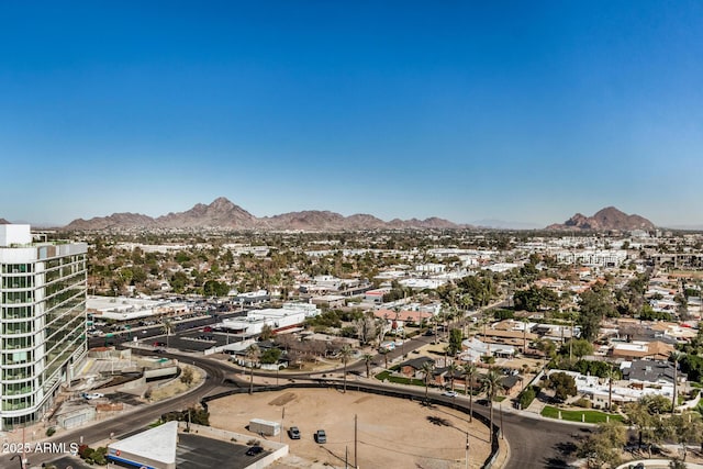 drone / aerial view with a mountain view