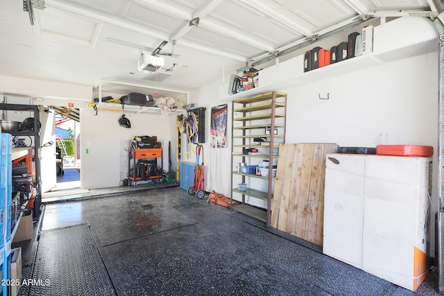 garage with a garage door opener