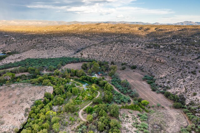 drone / aerial view with a mountain view