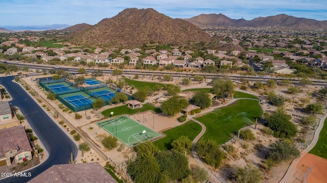 3055 N Red Mtn Unit 77, Mesa, AZ 85207 - aerial overview of property's location featuring a mountain backdrop and nearby suburban area