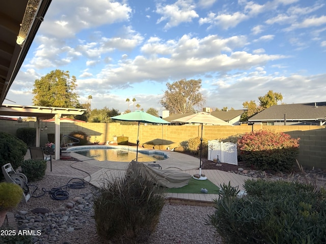 view of pool featuring a patio