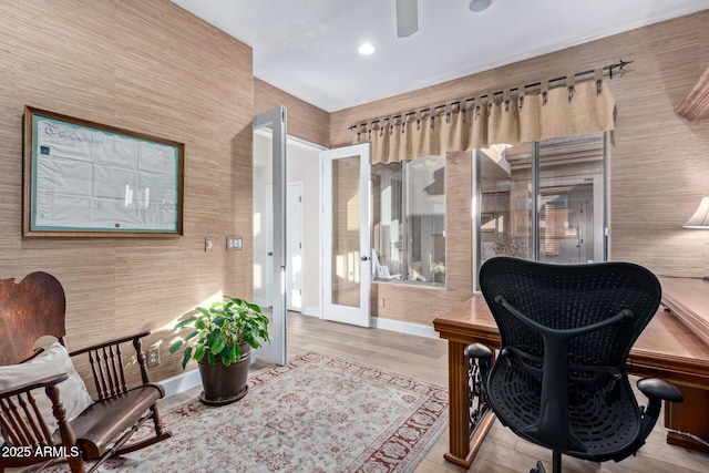 living area with light wood-type flooring