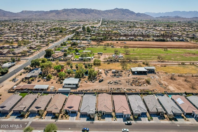 birds eye view of property featuring a residential view and a mountain view