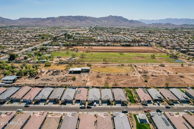 bird's eye view featuring a residential view and a mountain view