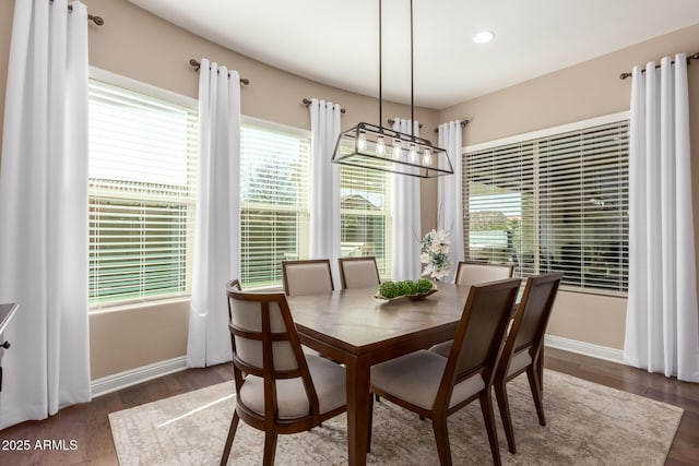 dining space featuring dark hardwood / wood-style flooring